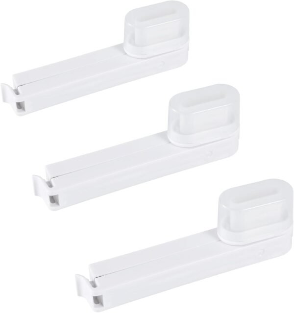 3pcs Seal & Pour Food Bag Clips, White Plastic Cap Sealer Clips Versatile Food Storage Sealing Clips Reusable Sealing Clip with Pour Spout for Cereal Snacks and More