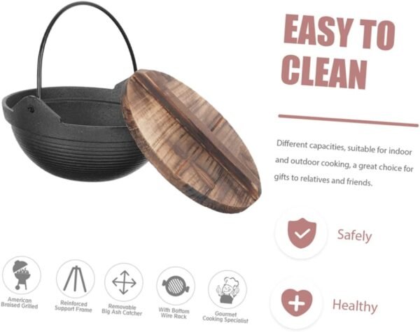 Japanese Sukiyaki Hot Pot Camping Cookware Hotpot Fondue Pot Soup Pot Cooking Pasta Skillet Warmer Casserole Shabu Pot Shabu Pan Outdoor Picnic Cookware Home Pot Japanese Pot Iron - Image 7