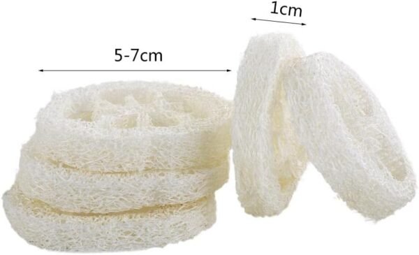 10pcs Natural Loofah Luffa Loofa Slices Handmade Reusable Natural Loofah Cuts for Cleaner Sponge Scrubber, Sponge Soap Dishes for Bar Soap Facial Soap Holder, 1.96in-2.75in - Image 2