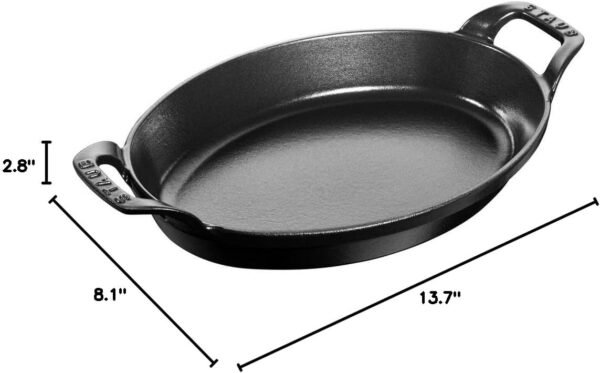 Staub 40509-341 Oval Stackable Dish, Black, 11.0 inches (28 cm), Enameled Iron - Image 2