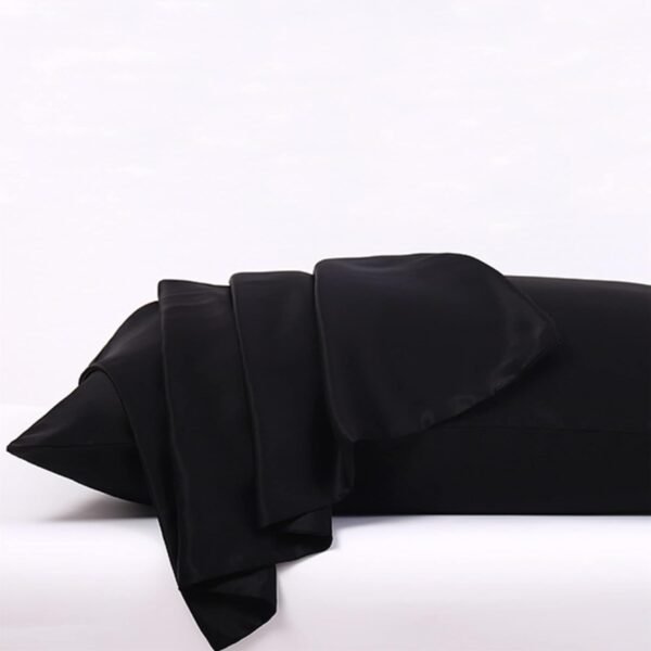 Organic Silk Pillowcase for Hair and Skin Made in USA, Black Silk Pillow Cases, 22 Momme Natural Mulberry Silk Pillowcase, Oeko-TEX Certified 100% Pure Silk, Anti Acne, 1 Pc 20"x26" (Standard, Black) - Image 4