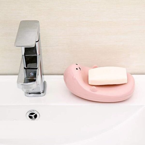 Pink soap Dish Round soap Travel case Round Soap Dish Soap Dish Drainer Holder Heart Shaped Soap Dish Child soap Holder Heart-Shaped - Image 4