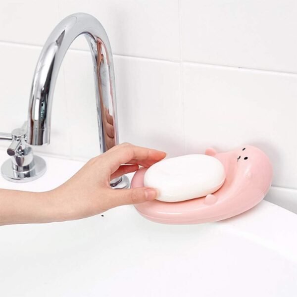 Pink soap Dish Round soap Travel case Round Soap Dish Soap Dish Drainer Holder Heart Shaped Soap Dish Child soap Holder Heart-Shaped - Image 2