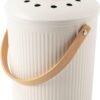 LALASTAR Countertop Compost Bin with Lid, Made of Sustainable Bamboo Fiber, Odorless Kitchen Compost Bucket, 1 Gallon, Cream - Image 8