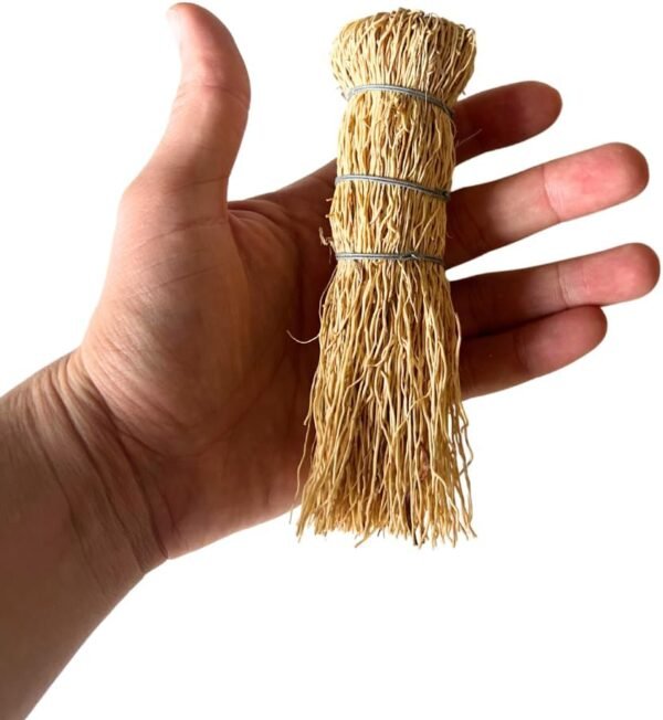 Natural Fiber Dish Brush Cleaners - Mexican Escobeta de Raiz Natural 5.5" with Hangers - Sustainable Kitchen Cleaning Scrubber Brushes for Pots, Sinks, and Pans - Yellow Cepillo Limpia Trastes (4) - Image 2
