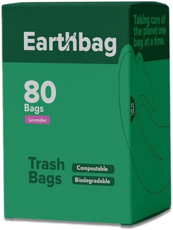 Biodegradable and Compostable Trash Bags 13 Gallon - Lavender Scented - 80 Count - Strong & Durable - Eco-Friendly Kitchen and Home Waste Bags - Image 2