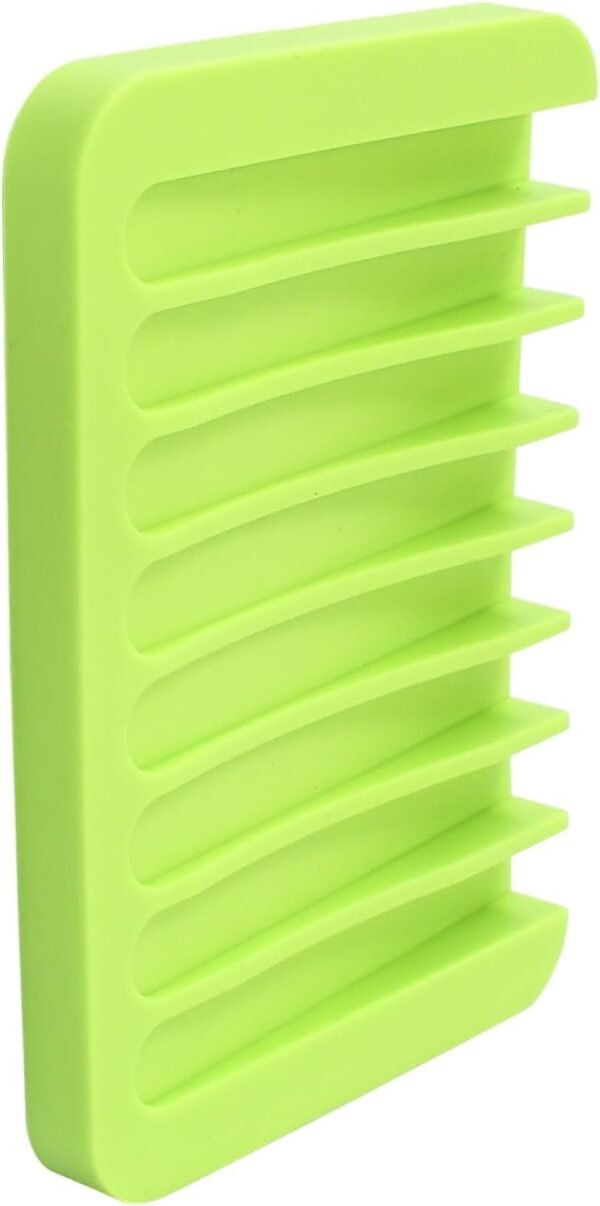 Self Draining Soap Holder Premium Silicone Soap Dish for Shower, Bathroom, Kitchen Waterfall Design Drains Water Efficiently, Extends Soap Life Easy to Clean and Maintain(Green) - Image 5