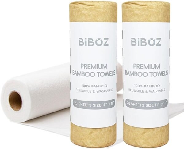 Reusable Paper Towels Washable wash Cloth 100% Bamboo bio Fiber Home Kitchen Paper Towels Super Absorbent Durable 2 Rolls for Half a Year