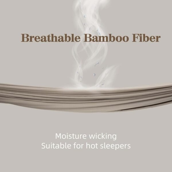 JSELF 100% Organic Viscose from Bamboo Sheets Queen Size Set - Ultra Soft & Luxuriously Cooling Sheets for Hot Sleepers, Double Stitching, 16" Deep Pocket, 4PCS Queen Size Bed Sheets Set (Grey) - Image 6