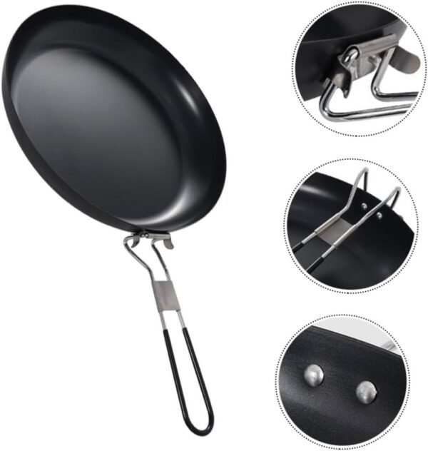 9 Frying Pan Outdoor Cooking Stove Mini Wok Induction Pans Omelette Fry Pan Frypan Egg Cooker Pan Saucepan Broiler Pan for Oven Stove Grill Pan Outdoor Cookware Non Food Black Iron - Image 3