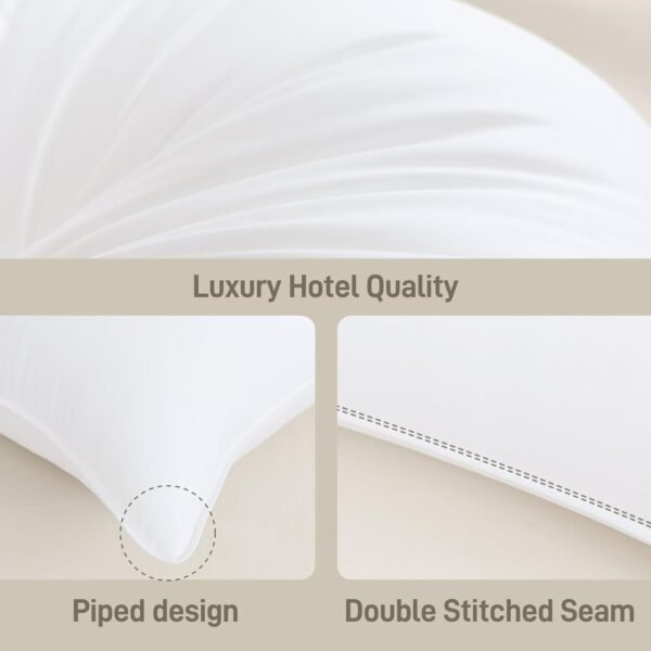 Hypoallergenic Bamboo Viscose Soft Pillow with Down Alternative Filling, Standard/Queen Size, Breathable Luxury Hotel Quality for All Sleeper, Oeko-Tex Certified, Machine Washable - Image 6