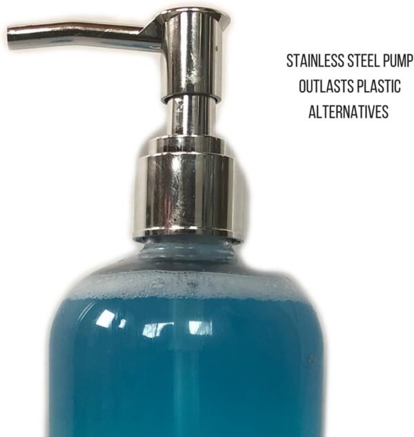 Clear Soap Dispenser with Rust Proof Pump, (3 Pack, 16 Oz) Plastic Hand Soap Bottles for Bathroom & Kitchen, Refillable for Liquid Dish Soaps, Hand Soaps & Lotion - Image 2