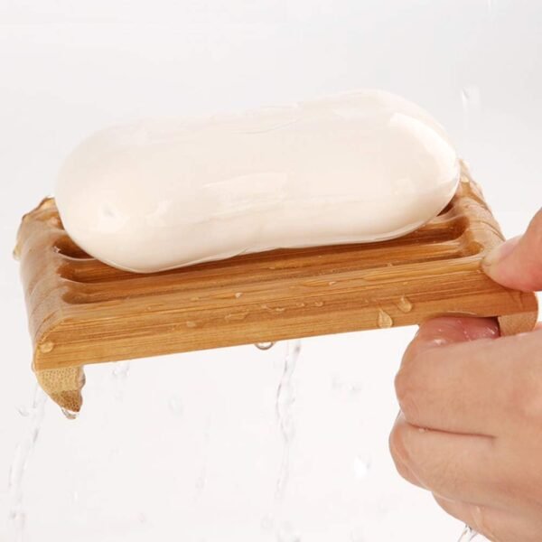 luzen 2Pcs Rectangle Bamboo Self Draining Soap Dishes Bar Soap Holder Soap Saver Tray Soap Case Soap Box Holder for Shower Bathroom Kitchen Keep Soap Dry Clean - Image 2