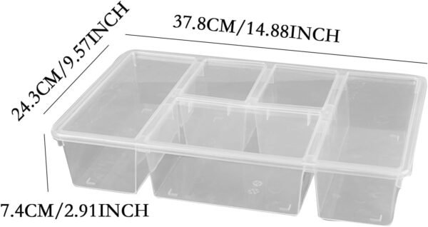 Clearnance Divided Tray with Lid Sealed Fruit Snack Serving Platter Vegetable Storage with 5 Beeswax Reusable Food Wraps (Clear, One Size) - Image 6