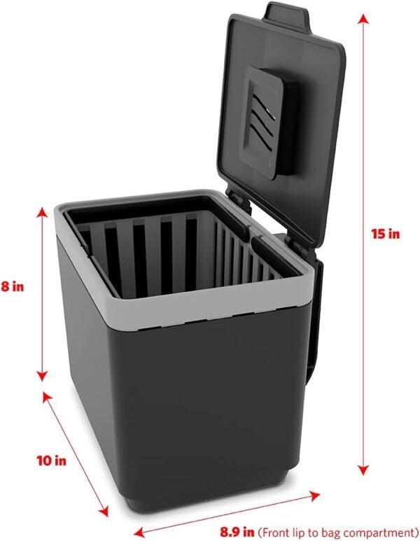 GLAD Compost Bin for Kitchen, 1.5 Gallon | Plastic Container with Removable Inner Basket, Bag Storage Holder, and Carbon Odor Blocking Filters, Gray - Image 6