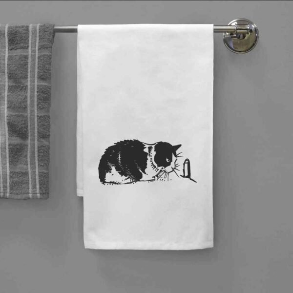 Azeeda 'Cat & Mouse Hole' White Cotton Tea Towel/Dish Cloth (TW00013406) - Image 2