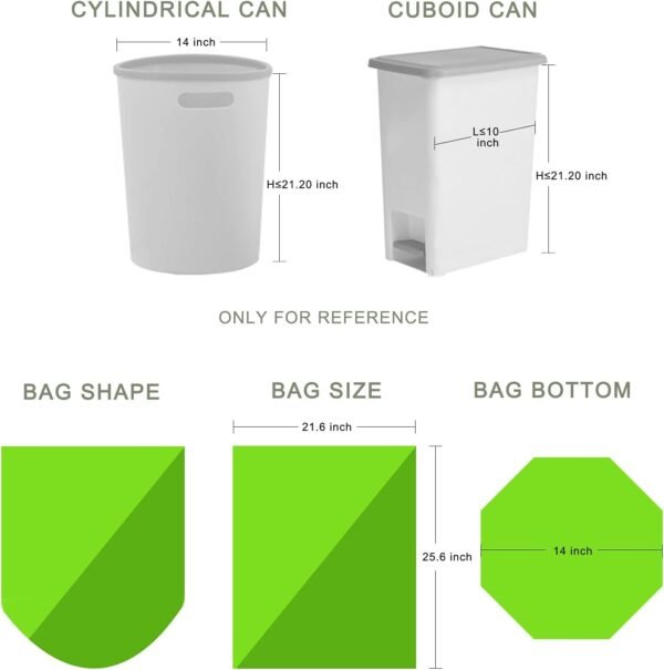 8 Gallon Trash Bags, Inwaysin Garbage Bags Compatible with Simple Human H Trash Can, Compostable 6-9 Gal 30L ( Clear Green, 100 Count (Pack of 1)) - Image 3
