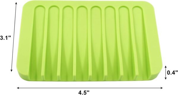 Self Draining Soap Holder Premium Silicone Soap Dish for Shower, Bathroom, Kitchen Waterfall Design Drains Water Efficiently, Extends Soap Life Easy to Clean and Maintain(Green) - Image 4