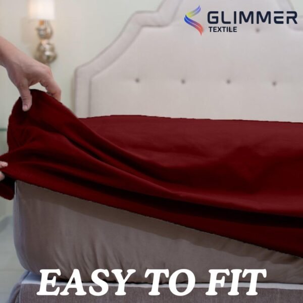 1PC Fitted Sheet| Organic Cotton| 1000 TC| | Full Size (54"X75") with 22" INCH DEEP Pocket| Skin Friendly|Comfy & Very Soft| Wrinkle Free| Burgundy - Image 5