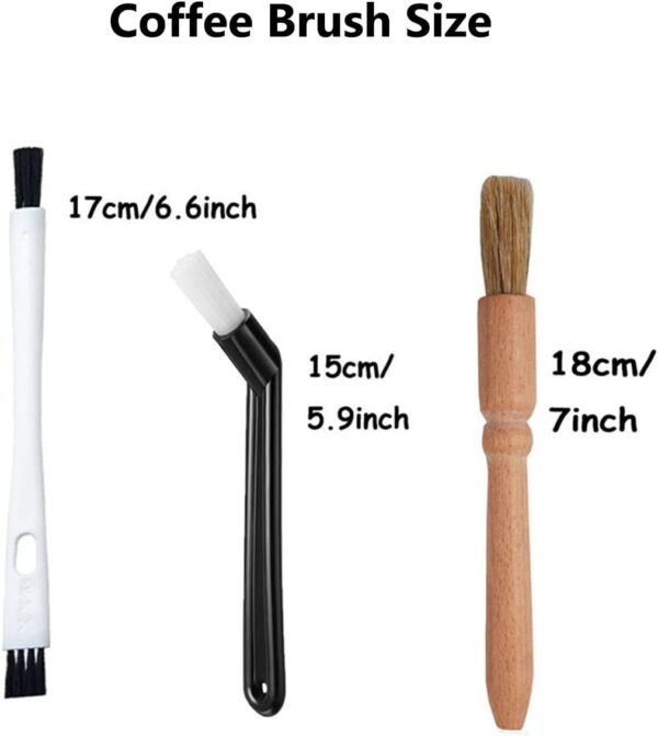 Coffee Brush Set, 13 Pieces Natural Wood & Nylon, Includes Wooden, Plastic, Straw, & Gap Brushes for Espresso Machine Cleaning - Image 2