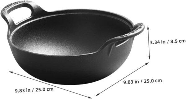 Outdoor Cast Frying Pans Chafing Dish Griddle Pan Fondue Pot Deep Frying Pan Camping Cookware Practical Stockpot Frying Cooking Pot Camping Pot Black - Image 2