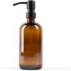 Essentra Home Two 16 oz. Glass Soap Dispensers with Black Pump for Kitchen Sinks, Bathroom Countertop, Shower Refillable Bottles – Waterproof Labels and Foldable Silicon Funnel Included (Amber) - Image 4