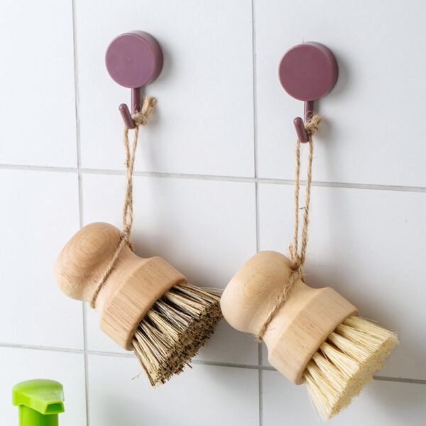Bamboo Scrub Brush 6Pcs, UNOSCHRIM Palm and Sisal Pot Brush Set, Durable Wood Kitchen Dish Brush, Multifunctional Mini Cleaning Kit for Cleaning Pots, Dishes, Sinks, Fruits and Vegetables - Image 4