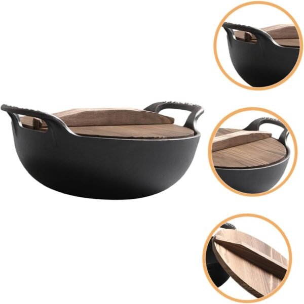 Outdoor Cast Deep Frying Pan Frying Pans Camping Cookware Fondue Pot Chafing Dish Griddle Pan Iron Pots Outdoor Hot Pot Household Cooking Pot Soup Pot - Image 8