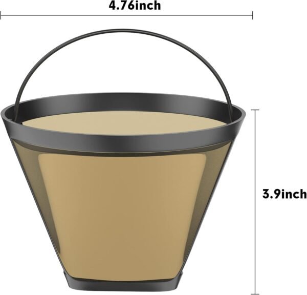 Gold Coffee filter - Permanent Reusable #4 Cone Shape metal Coffee Filter Compatible with Ninja CFP301 CFP201 Coffee Accessories - 4-1PCs - Image 5