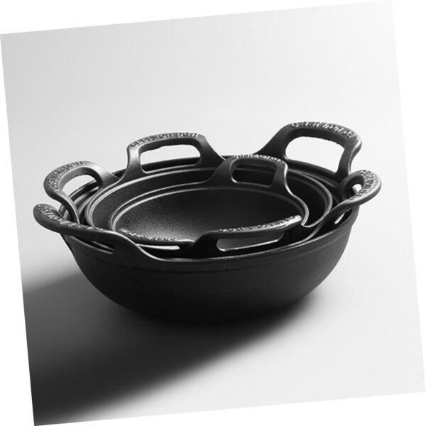 Outdoor Cast Frying Pans Chafing Dish Griddle Pan Fondue Pot Deep Frying Pan Camping Cookware Practical Stockpot Frying Cooking Pot Camping Pot Black - Image 6