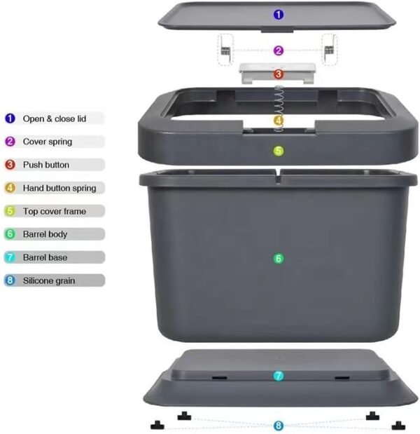 5L Modern Kitchen Compost Bin - Odour-Proof Indoor Kitchen Waste Container, Dishwasher Safe, Easy Clean Design - Image 4