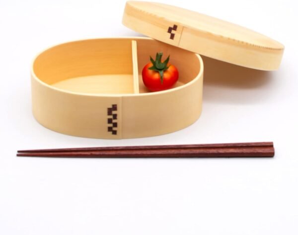 Bentowappa A-80-273530 Wooden Lunch Box, 6.7 x 4.3 inches (17 x 11 cm), Single Tier, Oval Shape, Turtle Shell, Natural - Image 3