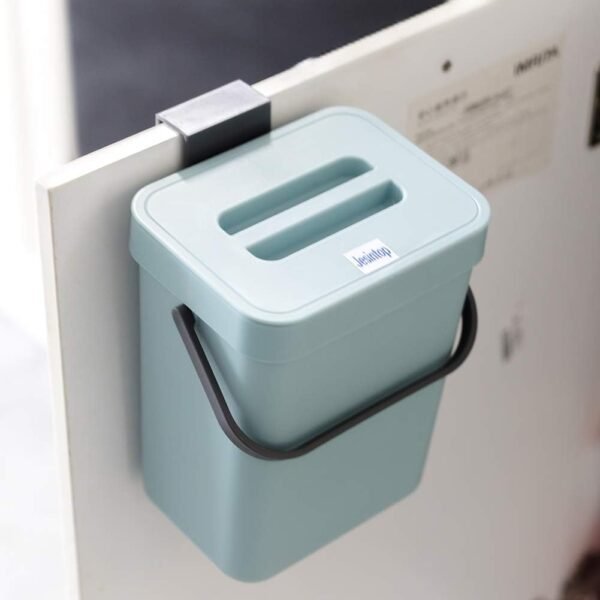 Kitchen Compost Bin Indoor for Counter Top,Hanging Small Trash Can with Lid,Food Waste Bin,Mountable Compost Busket 1.3 Gal/5 L Series,Blue - Image 3