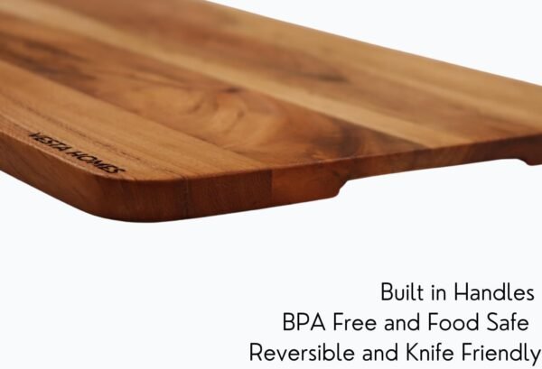 Wooden Cutting Board for Kitchen/Chopping, Serving Board, Platter for Vegetables, Fruits, Cheese and Charcuterie | Natural Acacia Wood |15 * 10 Inches | Handcrafted in India - Image 7