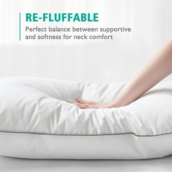 APSMILE Organic Feather Down Pillows Set of 2, Standard Size Bed Pillows for Sleeping with 100% Cotton Cover, 3-Chamber Hybrid Feather Down Core Pillow Surrounded by Polyester, 20x26 Inches - Image 7