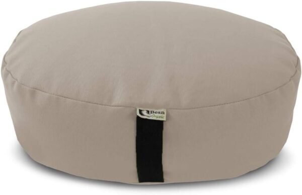 Bean's ZAFU - Meditation Floor Cushion - Oval Natural Cotton Zen Yoga Pillow - Tibetan Style for Mindful Kneeling Prayer Seat - Made in USA - US Organic Buckwheat Hulls - Comfort Calm Contemplate