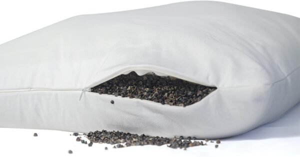 Turmerry Buckwheat Pillow Standard Size 20"X26" - USA Origin Hulls - Adjustable Loft and Firmness for Cervical Support for Back and Side Sleepers - Zippered Organic Cotton Cover - Sleeps Cool - Image 2