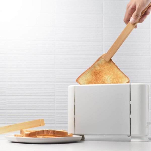 Magnetic Bamboo Toaster Tongs: 100% Natural 8.7” Wood Kitchen Toast Tongs| Eco-Friendly, Space Saving Modern Kitchen Accessory for Home Restaurant | Set of 2 - Image 2