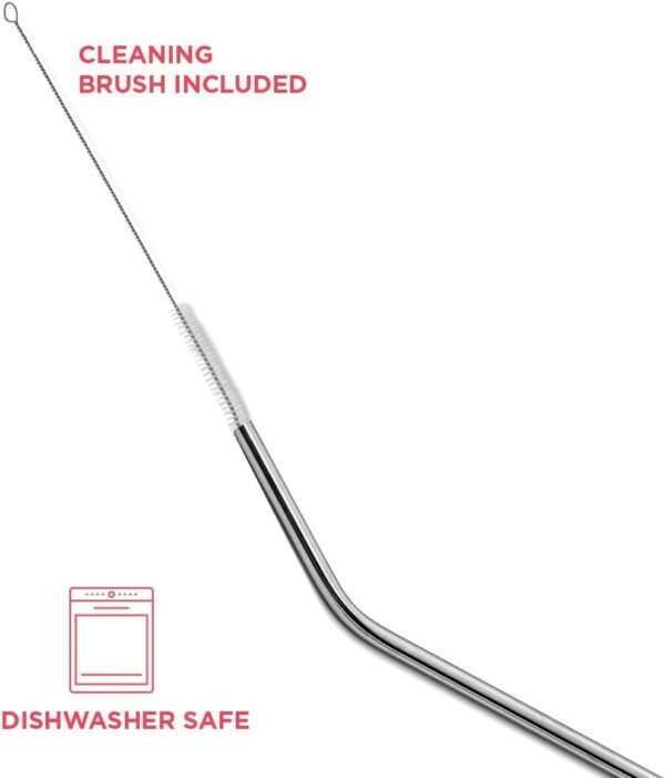 Stainless Steel Drinking Straws Set of 4, Curved metal Straws reusable for 20 0z Tumbler, | Fits all Yeti SIC Simple Modern Tumblers, Cleaning Brush Included. - Image 4