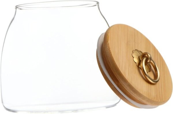 1pc Glass Storage Jar Canister Proof Compartment Decor Containers Machine Bins Cups Kitchen Food Storage Containers Cookie Jar Tea Jam Jars Flour Pantry Refrigerator Candy Jar Wood