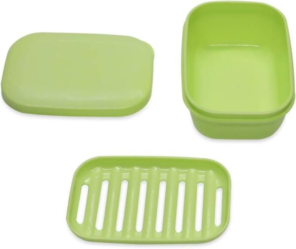 Soap Dish Soap Box Soap Holder 2 Pack Soap Container for Shower, Waterproof Portable Soap Case Tray for Traveling, Car, Home, Outdoor, Camping, Gym,Light Green - Image 2