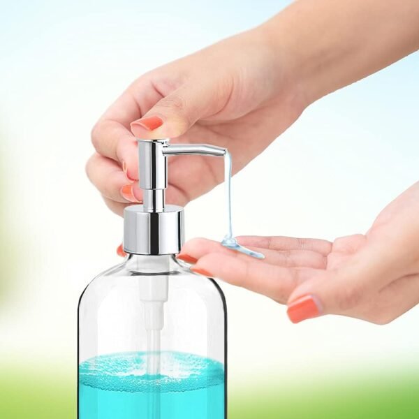Clear Soap Dispenser with Rust Proof Pump, Waterproof Labels (2 Pack,16 Oz), Soap Dispenser Bathroom, Plastic Hand Soap Dispenser, Dish Soap Dispenser for Kitchen - Image 2