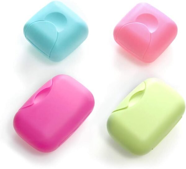 SITAKE 4 Pcs Travel Soap Case Holder Container, Portable Leakproof Soap Dishes with Lid for Shower Bathroom, Kitchen, Gym, Camping(2 Small + 2 Large)