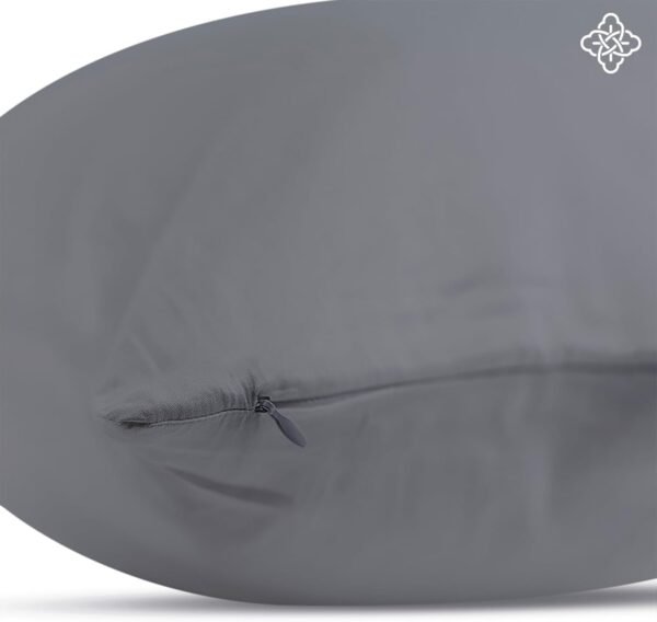 Bioweaves 100% Organic Cotton Body Pillow Cover for Body Pillowcases 300 Thread Count Soft Sateen Weave GOTS Certified with Zipped Closure - 21" x 54", Stone - Image 2