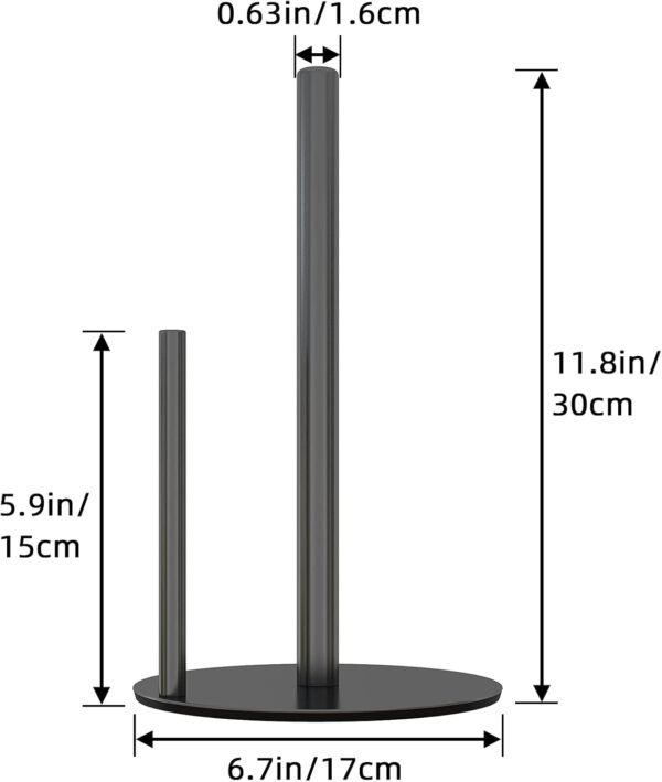 Paper Towel Holder Black Kitchen Roll Holder, Premium Stainless Steel Paper Towel Holder for Kitchen Roll Organize, Countertop Roll Dispenser with Weighted Base - Image 5