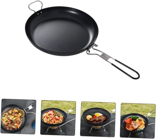 1pc Camping Pan Ramekins Frypan Frying Pan Lid Portable Camping Grill Cookware Boil Nonstick Frying Pan Skillet Grill Pan Cooking Fry Pan Induction Hob Pan Outdoor Iron - Image 3