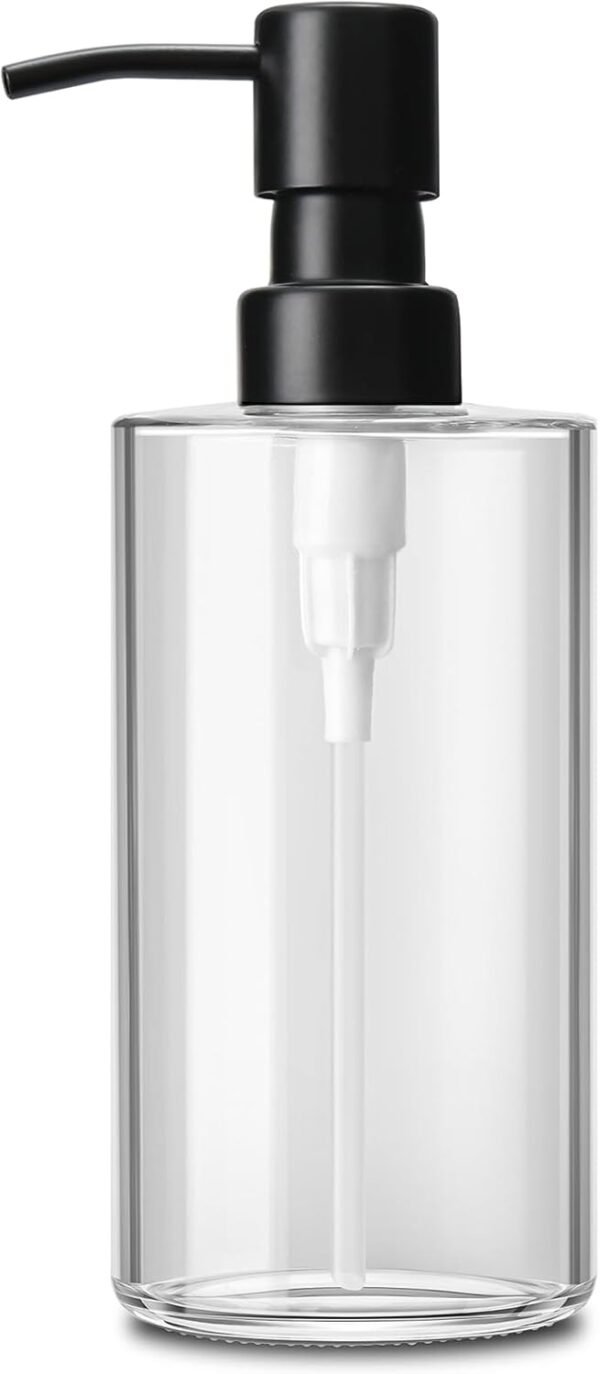GMISUN Glass Soap Dispenser with Stainless Steel Pump, Clear Soap Dispenser, Hand Soap Dispenser for Bathroom, 12oz Dish Soap Dispenser for Kitchen, Modern Refillable Liquid Soap Dispenser Bottle