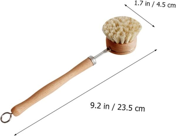 2pcs Wooden Handle Cleaning Brush Bowl Cleaning Brushes for Household Use Handle Pot Household Cleaning Natural Dish Scrubber Handled Dish Brush Pan Scrubber Beech - Image 2