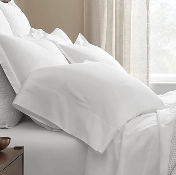 Boll & Branch Percale Hemmed Pillowcase Set - Standard, White - Luxury 100% Organic Cotton - 2 Pillowcases from Quality Threads - Crisp, Cooling - Image 2