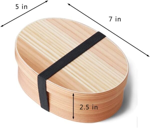 Wooden Lunch Box for Kids/Adult,Japanese Bento Box with divider Wood Bento Lunch Box for Picnicking Office Hiking Camping - Image 3